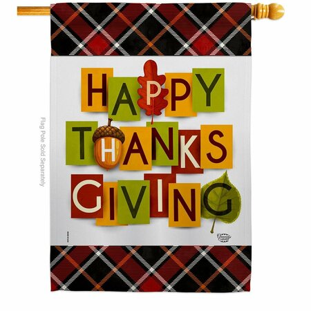 CUADRILATERO 28 x 40 in. Thanksgiving House Flag with Fall Double-Sided Vertical Flags Decoration Banner Garden CU3873035
